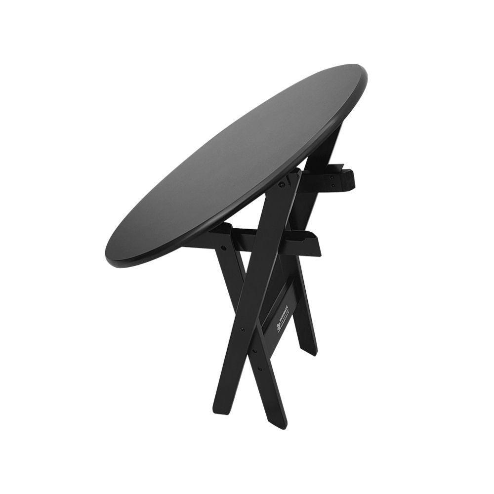 Kit 8 Mesas Dobráveis De Madeira Redonda 70cm Preta - Cor: Preto - 4