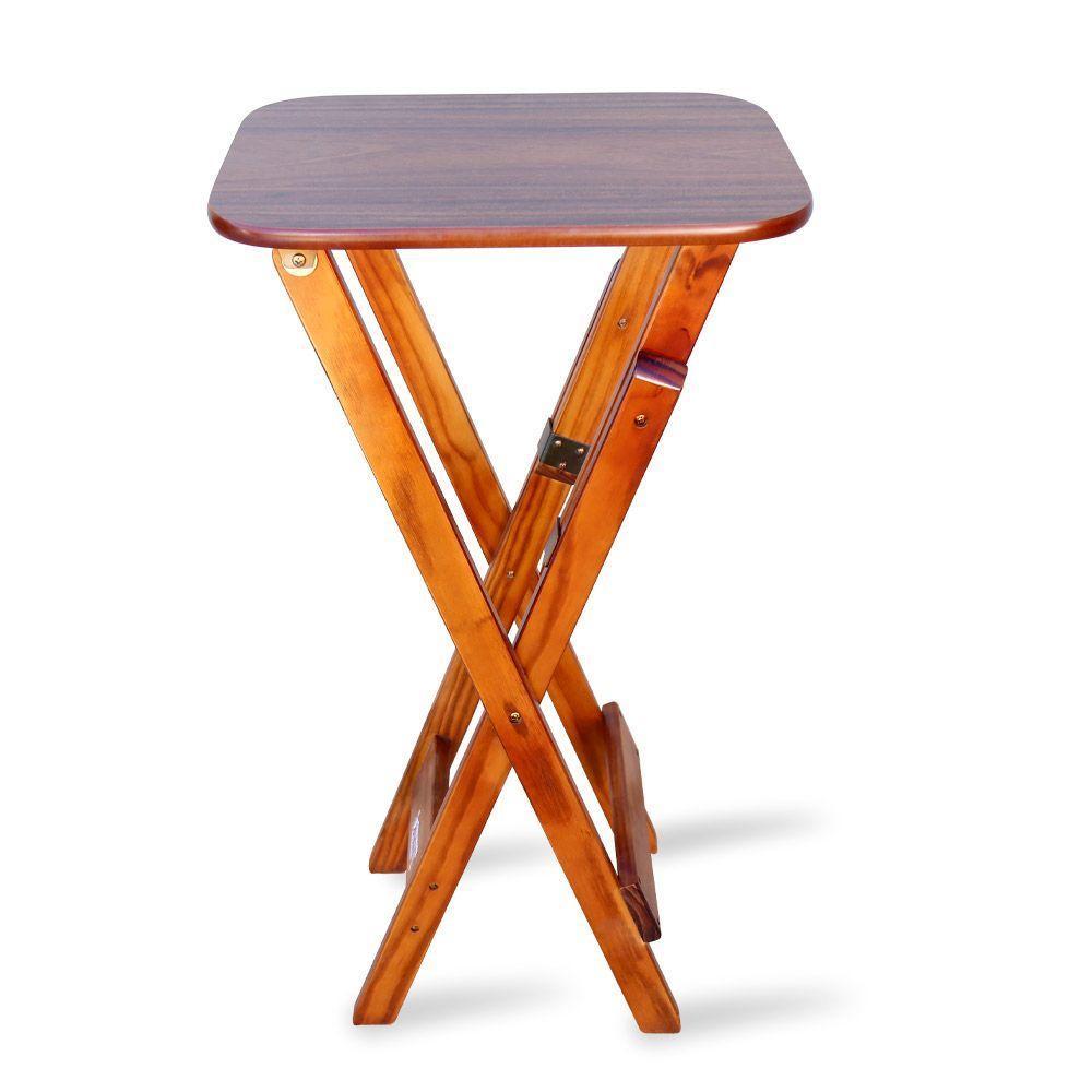 Kit 8 Mesas Bistrô Dobrável Madeira Padrão Imbuia - Cor: Marrom - 6