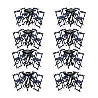 Kit 8 Conjuntos De Mesa Bistrô Dobrável Jack Daniel's Com 4 Banquetas De Madeira Preta - 1