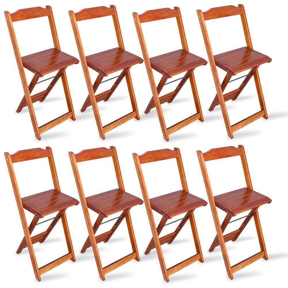 Kit 8 Cadeiras Bistro Dobravel Madeira Padrao Imbuia - Tarimata - Cor: Marrom - 1