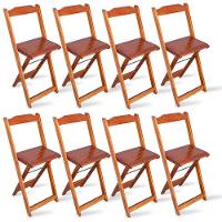 Kit 8 Cadeiras Bistro Dobravel Madeira Padrao Imbuia - Tarimata - Cor: Marrom - 1