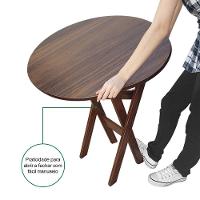 Kit 6 Mesas Dobráveis De Madeira Redonda 90cm Imbuia - Cor: Marrom - 3