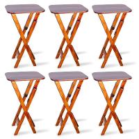 Kit 6 Mesas Bistrô Dobrável Madeira Padrão Imbuia - Cor: Marrom - 1