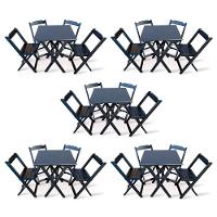 Kit De 5 Conjuntos De Mesa Dobrável 60x60 Com 4 Cadeiras Preto - Cor: Preto - 1
