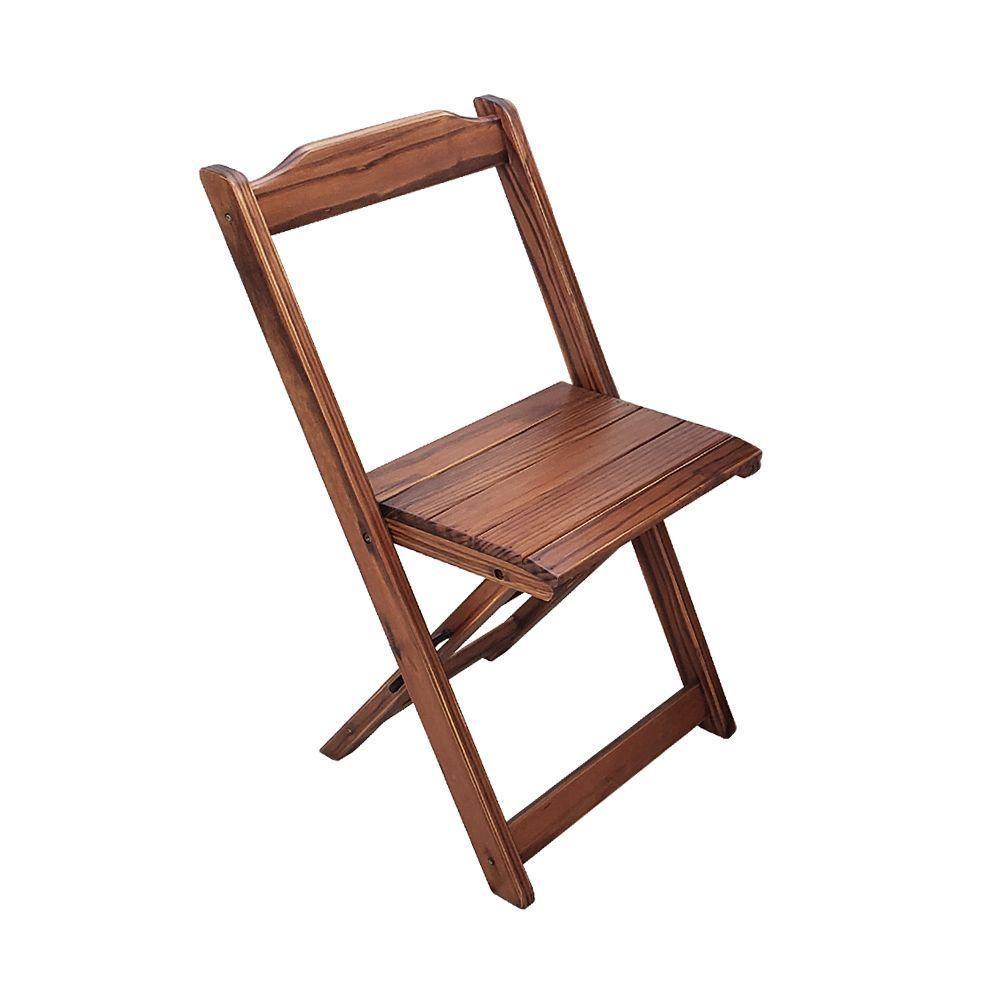 Mesa Dobrável De Madeira Redonda 70cm Com 4 Cadeiras Imbuia - Cor: Marrom - 5