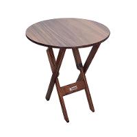 Mesa Dobrável De Madeira Redonda 70cm Com 4 Cadeiras Imbuia - Cor: Marrom - 6