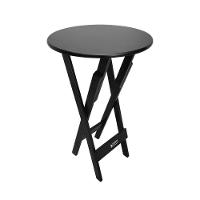 Mesa Bistrô Dobrável De Madeira Redonda Com 3 Banquetas Preta - Cor: Preto - 5