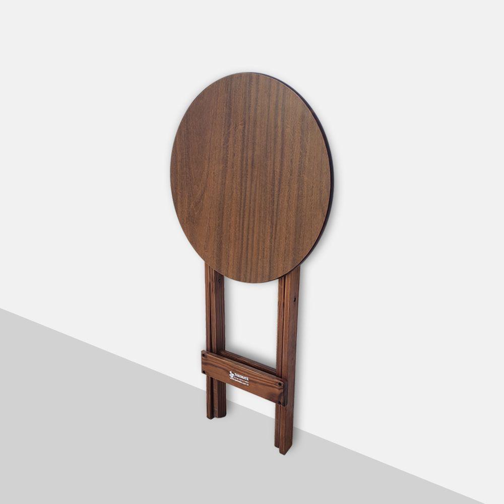 Mesa Bistrô Dobrável De Madeira Redonda Com 3 Banquetas Imbuia - Cor: Marrom - 4