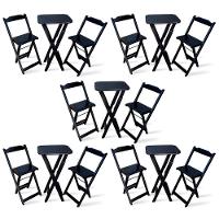 Kit De 5 Conjuntos Dobrável Bistrô Preto De Mesa Com 2 Cadeiras - Cor: Preto - 1