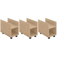 Kit 03 Suportes Para Cpu E Nobreak Com Rodízios Guide L03 Amadeirado - Lyam - 1