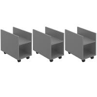 Kit 03 Suportes Para Cpu E Nobreak Com Rodízios Guide L03 Cinza - Lyam - 1