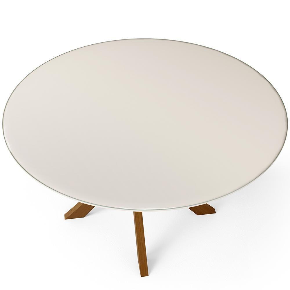 Mesa De Jantar 4 Lugares Tampo De Vidro Redonda Cora 120 Cm M04 Off White - Lyam - 5