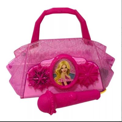 Bolsa Com Microfone Infantil Som Luzes Coloridas Conecta Celular Mp3 Rosa Menina Rock Show