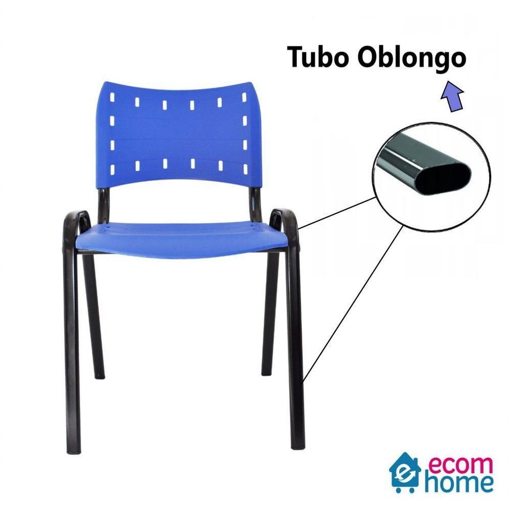 Kit 3 Cadeiras Iso para Escola Escritório Comércio Azul Base Preta - 4