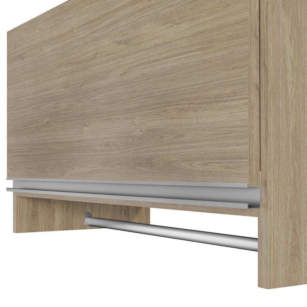 Kit 02 Armários Multiuso Aéreo Cabideiro Grécia L03 Castanho - Lyam - 5