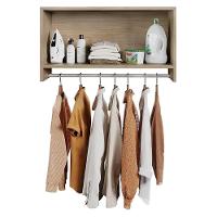 Kit 02 Armários Multiuso Aéreo Cabideiro Grécia L03 Castanho - Lyam - 6