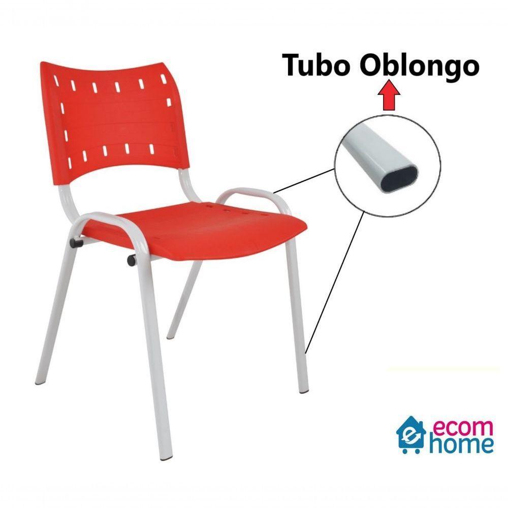 Kit 3 Cadeiras Iso para Escola Escritório Comércio Vermelha Base Branca - 2