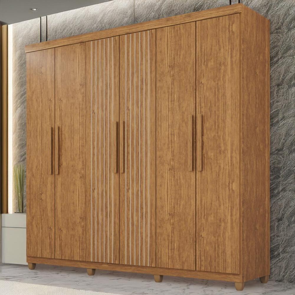 Guarda-roupa De Solteiro 100% Mdf 6 Portas 2 Gavetas Benfica Frison - Tudo De Móveis Cinamomo - 9