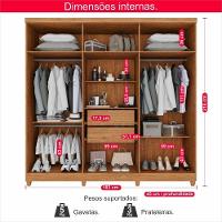 Guarda-roupa De Solteiro 100% Mdf 6 Portas 2 Gavetas Benfica Frison - Tudo De Móveis Cinamomo - 6