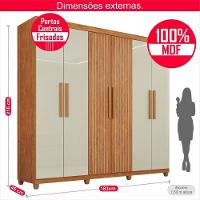 Guarda-roupa De Solteiro 100% Mdf 6 Portas 2 Gavetas Benfica Frison - Tudo De Móveis Cinamomo - 8