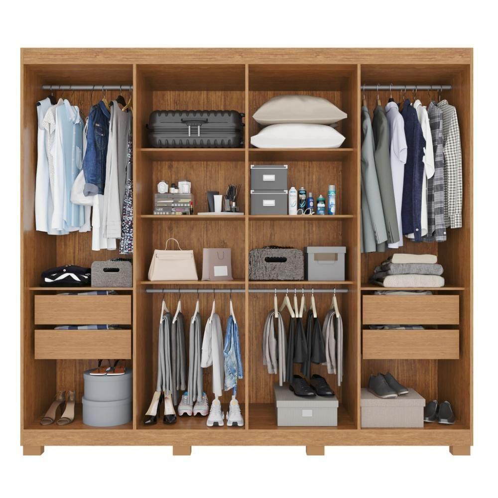 Guarda-roupa Casal 100% Mdf 8 Portas E 4 Gavetas Heros Com Espelho- Tudo De Móveis Cinamomo/off - 3