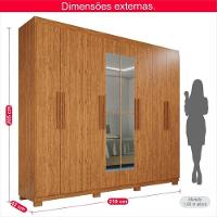 Guarda-roupa Casal 100% Mdf 8 Portas E 4 Gavetas Heros Com Espelho- Tudo De Móveis Cinamomo/off - 8