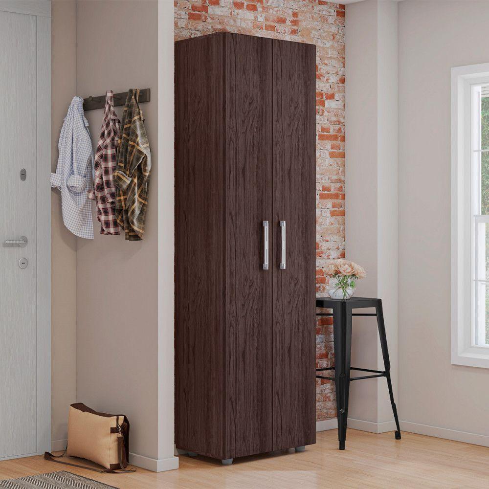 Armário Multiuso 2 Portas 4 Prateleiras Beatriz Ajl Móveis Castanho - 2