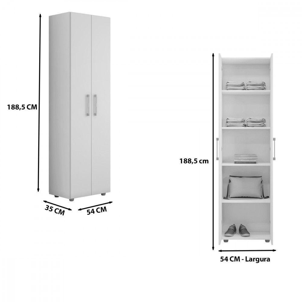Armário Multiuso 2 Portas 4 Prateleiras Beatriz Ajl Móveis Castanho - 3