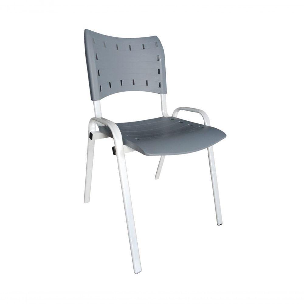 Kit 2 Cadeiras Iso para Escola Escritório Comércio Cinza Base Branca - 6