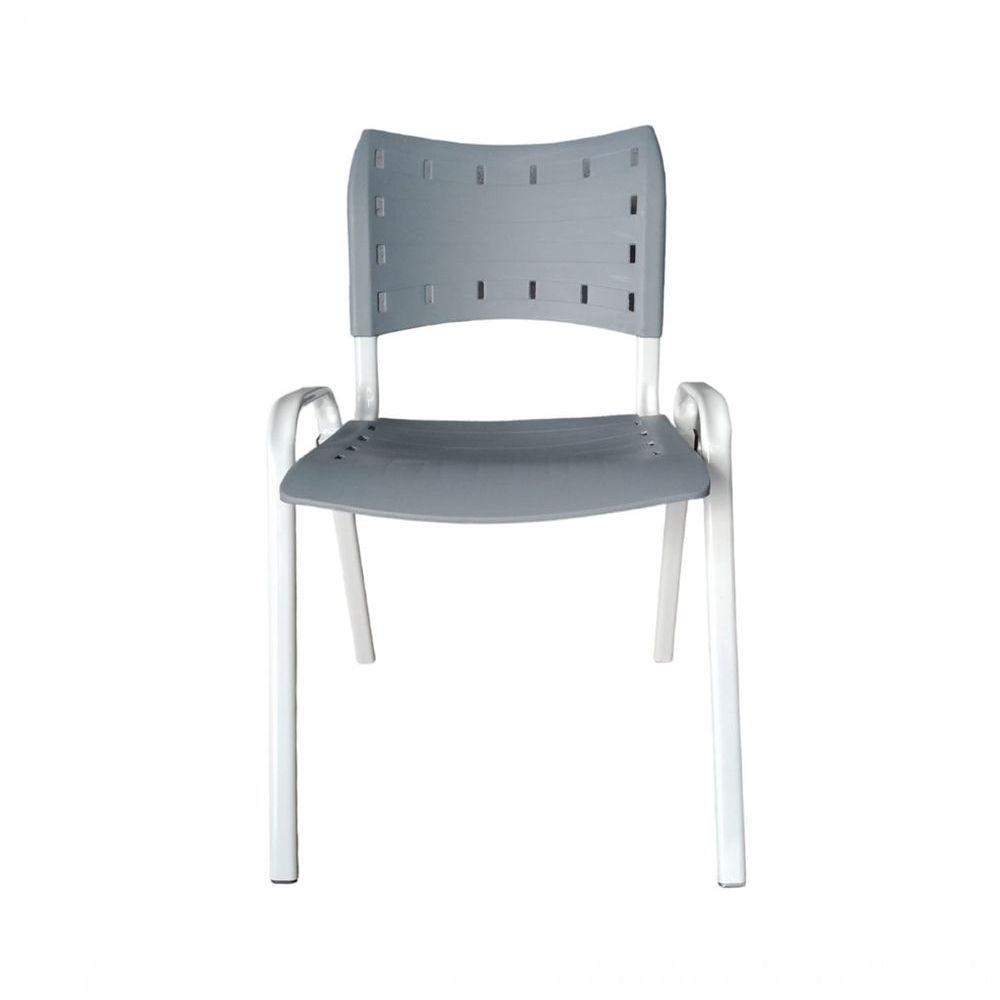 Kit 2 Cadeiras Iso para Escola Escritório Comércio Cinza Base Branca - 7
