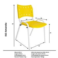 Kit 2 Cadeiras Iso para Escola Escritório Comércio Amarela Base Branca - 9