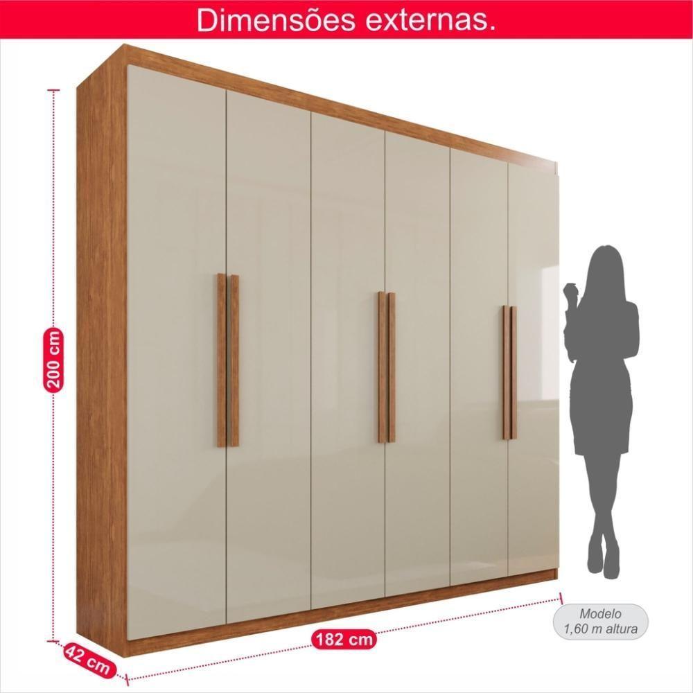 Guarda-roupa Casal 100% Mdf 6 Portas E 4 Gavetas Istambul - Tudo De Móveis Cinamomo/off - 7