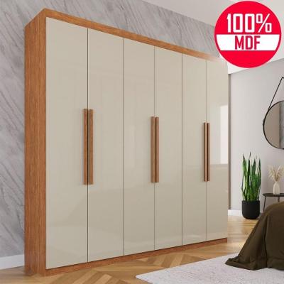 Guarda-roupa Casal 100% Mdf 6 Portas E 4 Gavetas Istambul - Tudo De Móveis Cinamomo/off