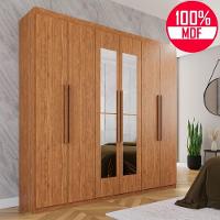 Guarda-roupa Casal 100% Mdf 6 Portas E 4 Gavetas Istambul Com Espelho- Tudo De Móveis Cinamomo/off - 1