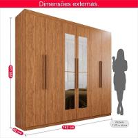 Guarda-roupa Casal 100% Mdf 6 Portas E 4 Gavetas Istambul Com Espelho- Tudo De Móveis Cinamomo/off - 7