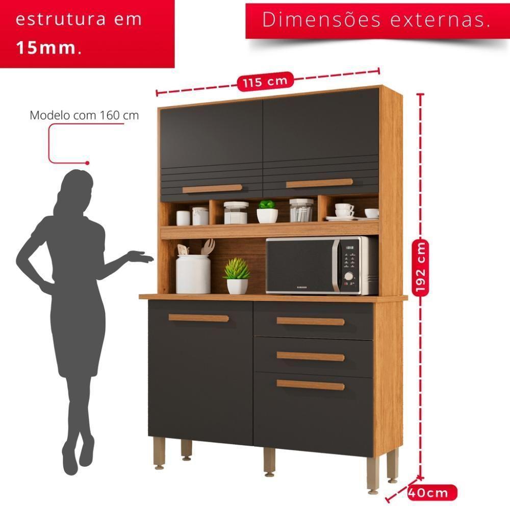 Cozinha 4 Portas 2 Gavetas Sara Frison- Tudo De Móveis Cinamomo/off - 6