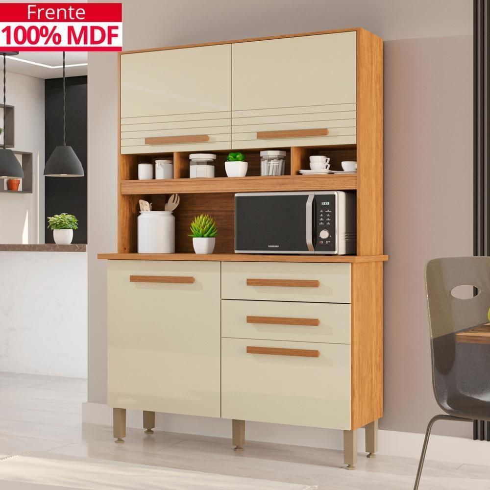 Cozinha 4 Portas 2 Gavetas Sara Frison- Tudo De Móveis Cinamomo/off - 8