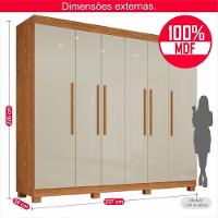 Guarda-roupa De Casal 100% Mdf 6 Portas 4 Gavetas Inglaterra - Tudo De Móveis Cinamomo/off - 8