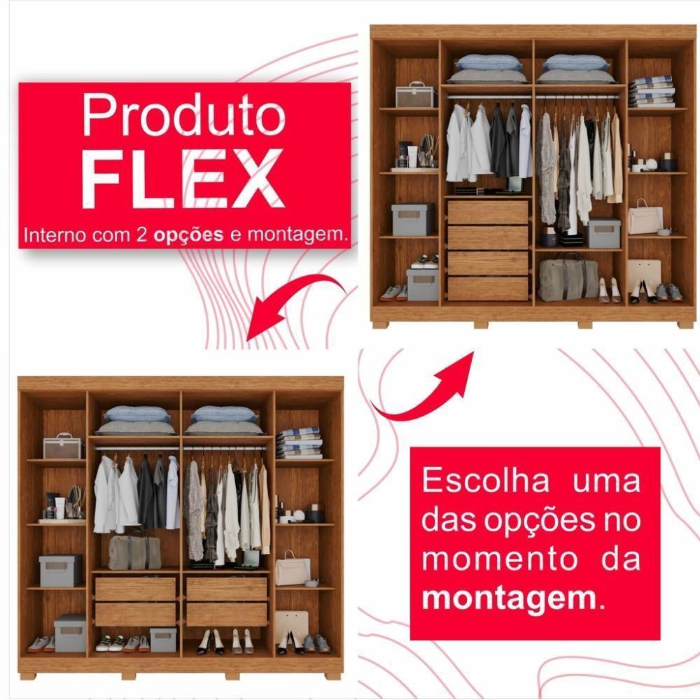 Guarda-roupa De Casal 100% Mdf 6 Portas 4 Gavetas Inglaterra Com Espelho - Tudo De Móveis Cinamomo - 4