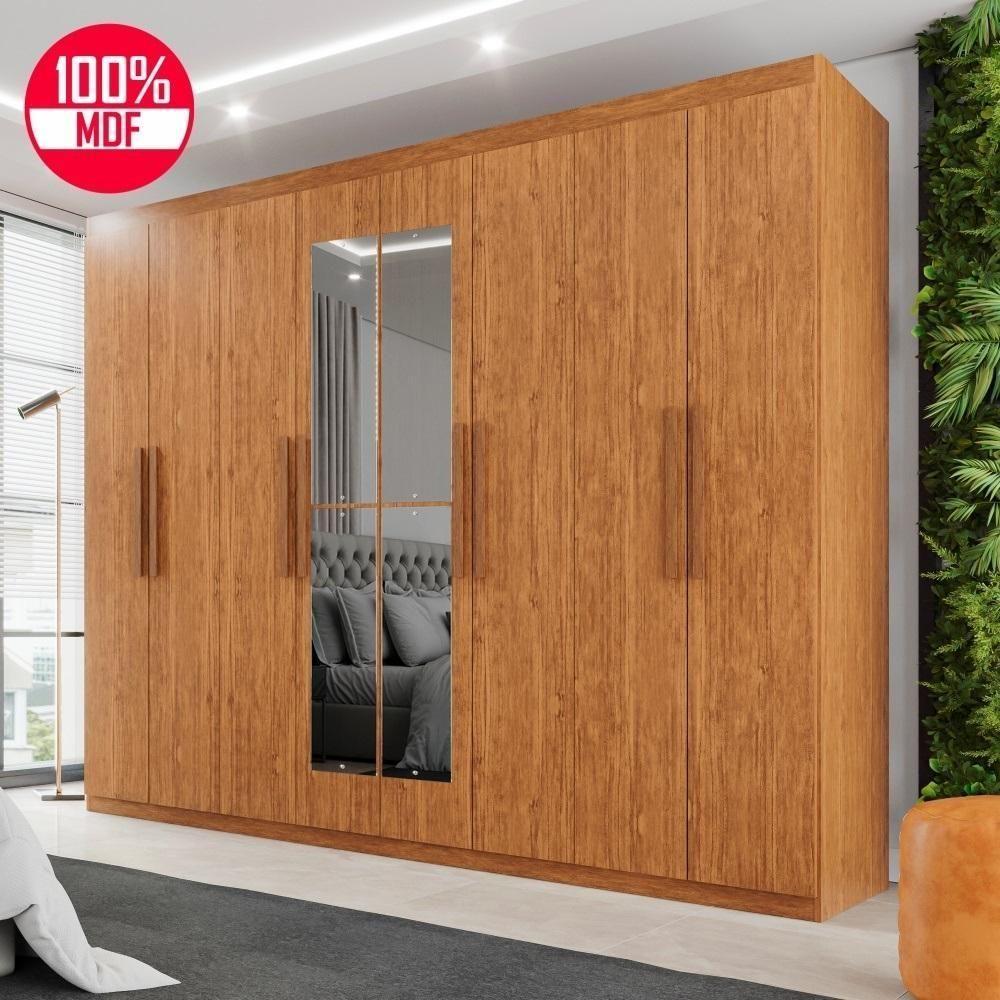 Guarda-roupa Casal 100% Mdf 8 Portas E 4 Gavetas Herrera Com Espelho - Tudo De Móveis Cinamomo - 1