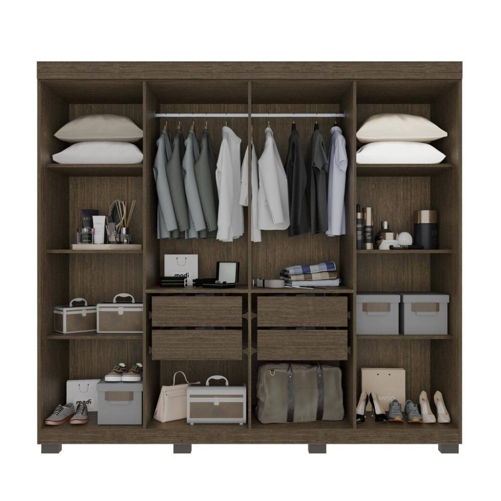 Guarda-roupa De Casal 100% Mdf 8 Portas 4 Gavetas Itália Com Espelho - Tudo De Móveis Cinamomo/off - 3