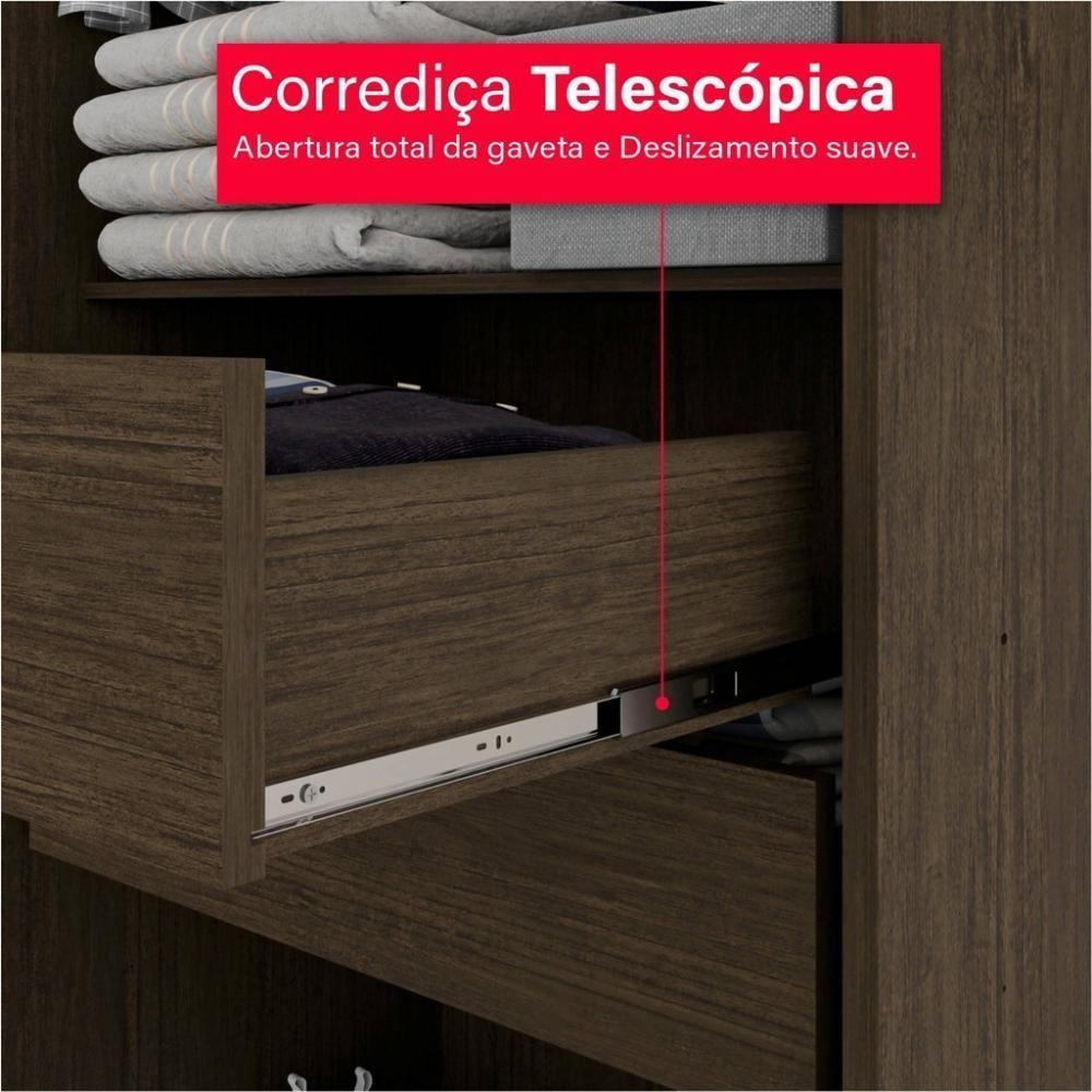 Guarda-roupa De Casal 100% Mdf 8 Portas 4 Gavetas Itália Com Espelho - Tudo De Móveis Cinamomo/off - 4