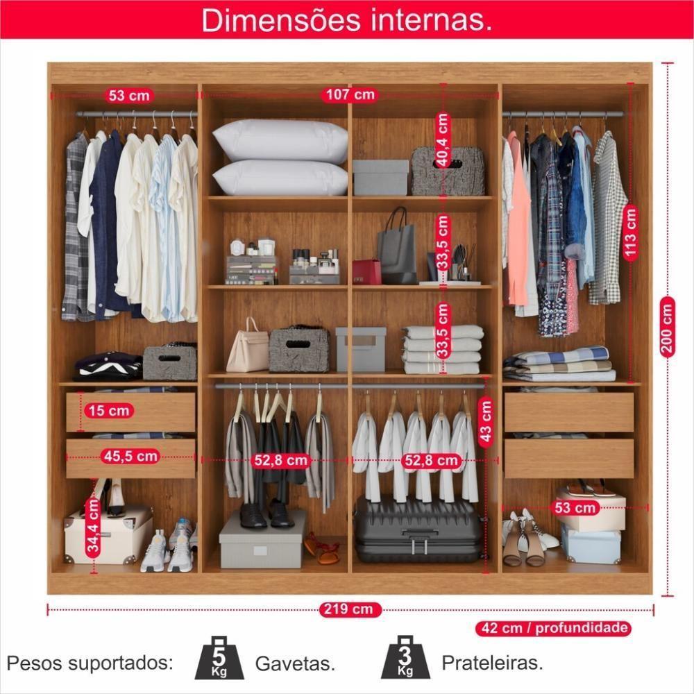 Guarda-roupa Casal 100% Mdf 8 Portas E 4 Gavetas Herrera - Tudo De Móveis Cinamomo/off - 5