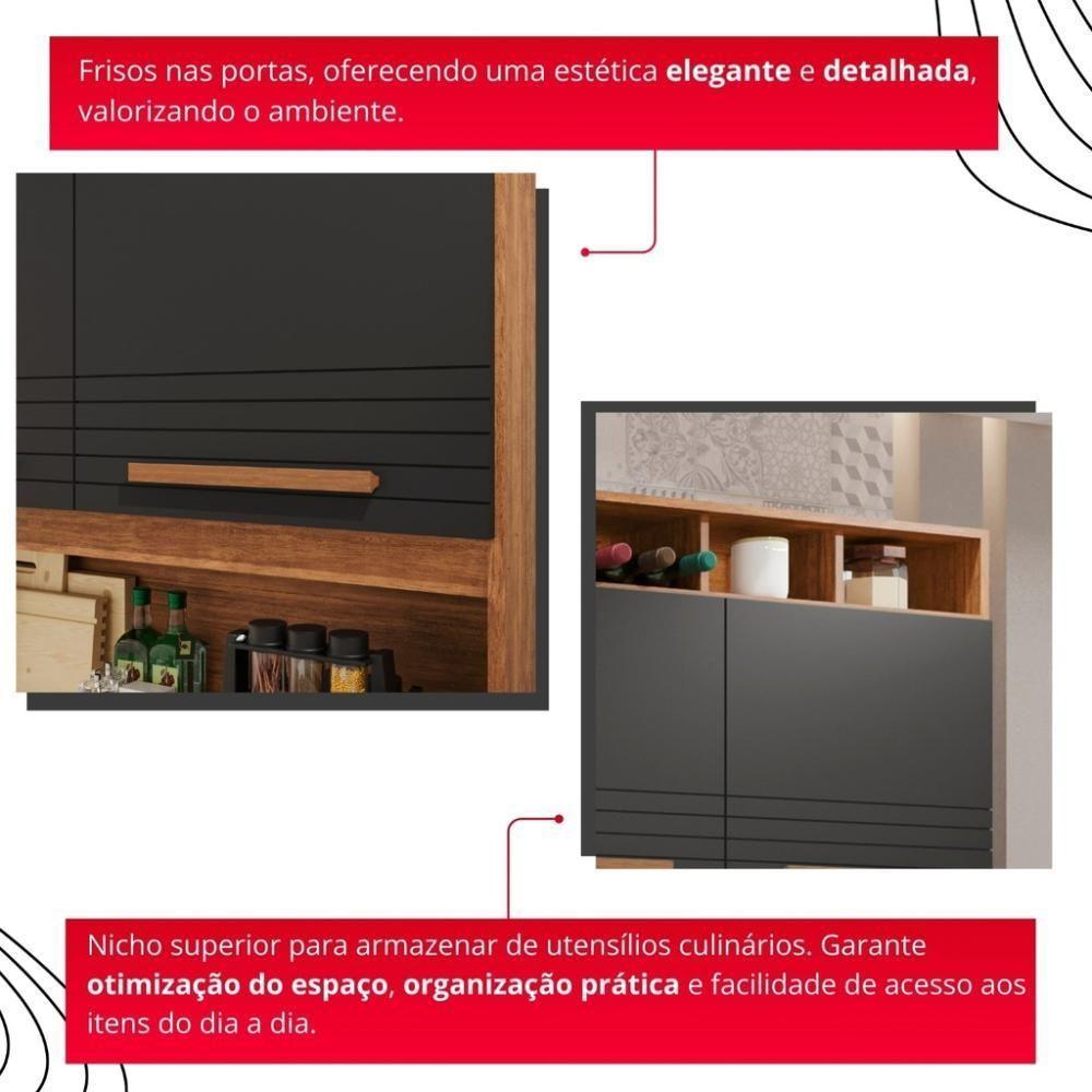 Cozinha 8 Portas 2 Gavetas Aurora Com Espelho - Tudo De Móveis Cinamomo/off - 4