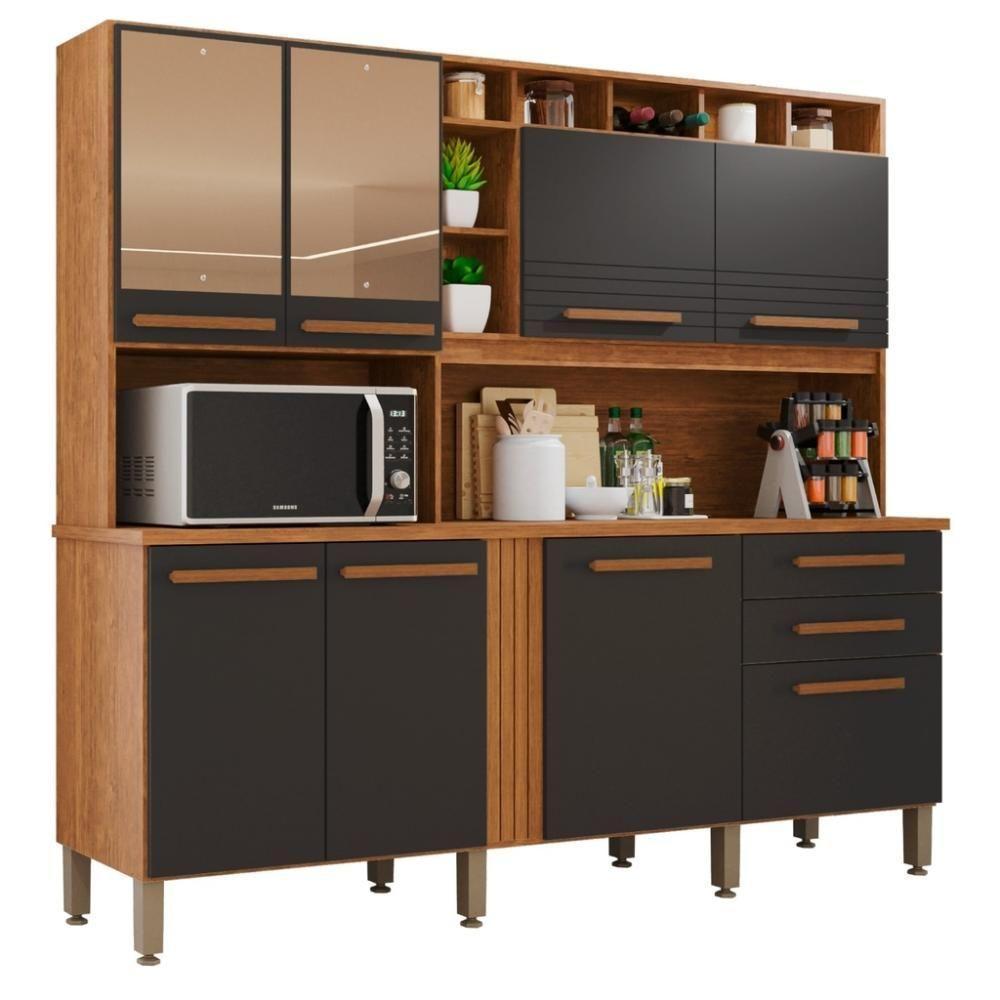 Cozinha 8 Portas 2 Gavetas Aurora Com Espelho - Tudo De Móveis Cinamomo/off - 5