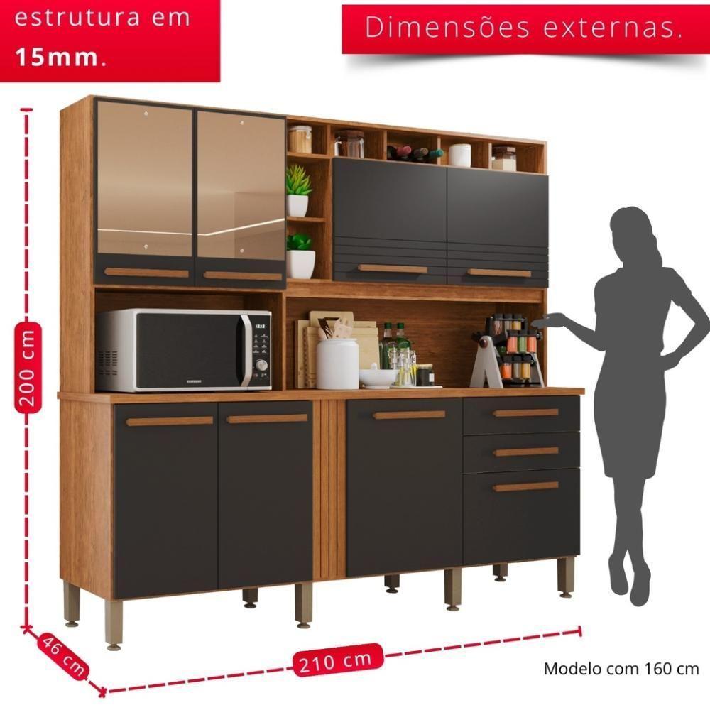 Cozinha 8 Portas 2 Gavetas Aurora Com Espelho - Tudo De Móveis Cinamomo/off - 6