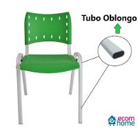 Kit 2 Cadeiras Iso para Escola Escritório Comércio Verde Base Branca