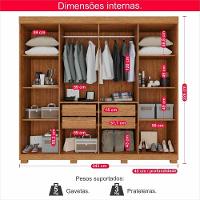 Guarda-roupa De Casal 100% Mdf 8 Portas 4 Gavetas Itália - Tudo De Móveis Cinamomo/off - 2