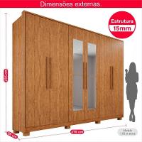 Guarda-roupa Casal 100% Mdf 6 Portas E 6 Gavetas Premium Com Espelho - Tudo De Móveis Marrom - 6
