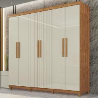 Guarda-roupa De Solteiro 100% Mdf 6 Portas 2 Gavetas Benfica Frison - Tudo De Móveis Cinamomo/off - 1